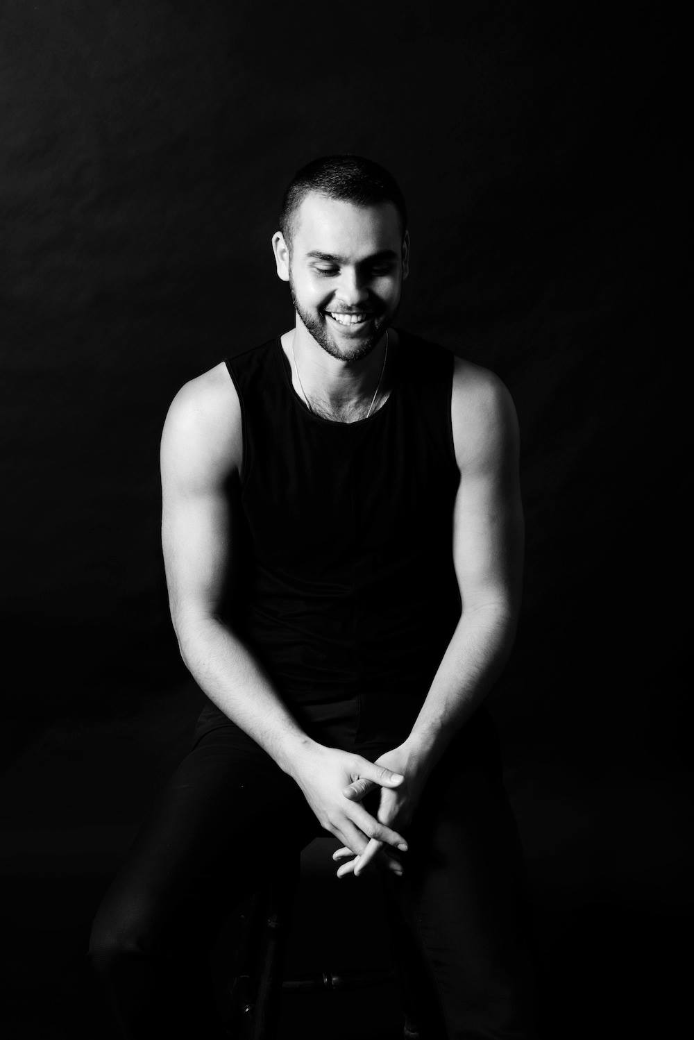 Black and white studio portrait